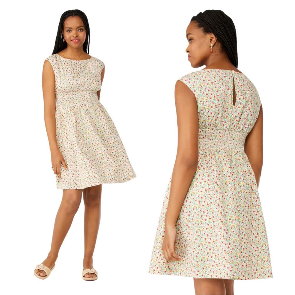 Kate Spade Ditsy Blossom Blaire Dress, Cream L Floral Coquette Cotton Stretch
